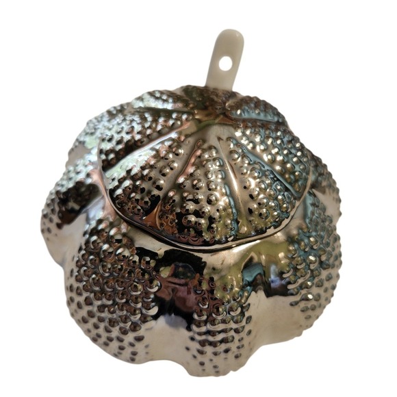 Williams-Sonoma Other - Williams Sonoma Silver Ceramic Sea Urchin Sugar Bowl with Lid and Spoon Coastal